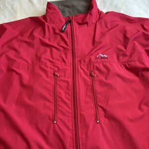 Men's L.L. BEAN OUTDOORS Jacket Red/Grey Lightweight Hiking Rain Jacket Tall XL
